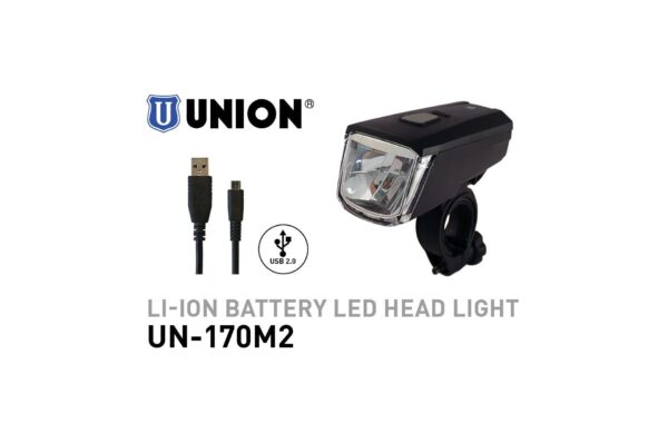 φανάρι εμπρόσιο UNION UN-170M2 USB 30LUX μαύρο
